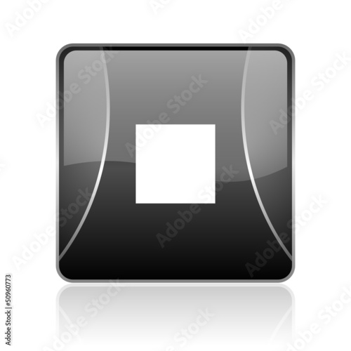 stop black square web glossy icon