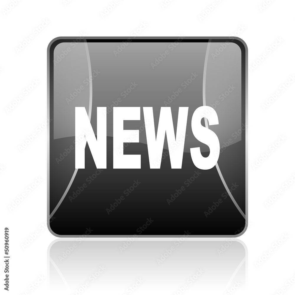 news black square web glossy icon news black square web glossy icon