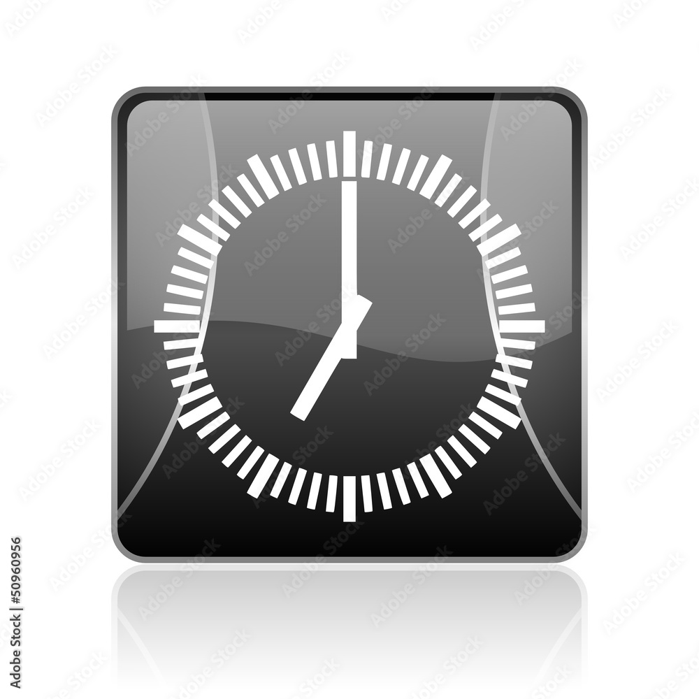 clock black square web glossy icon clock black square web glossy icon