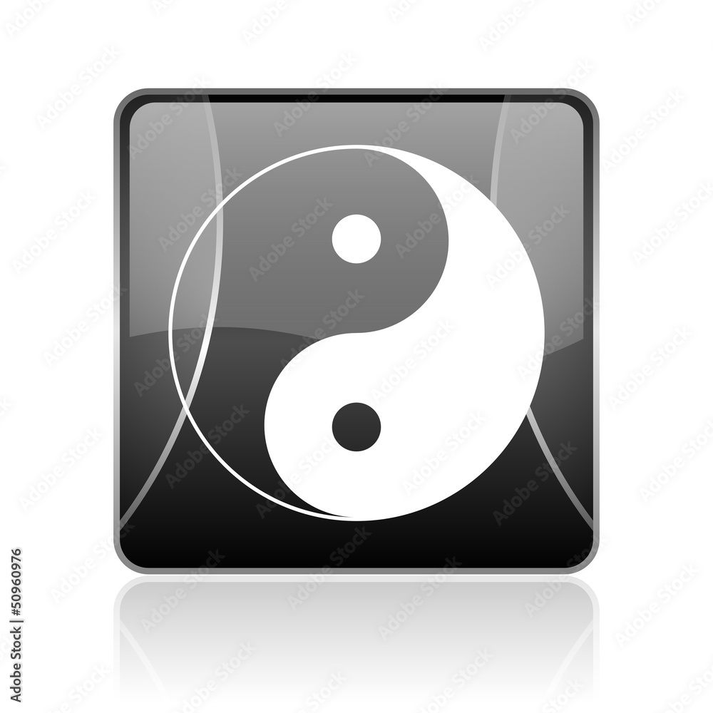 ying yang black square web glossy icon ying yang black square web glossy icon