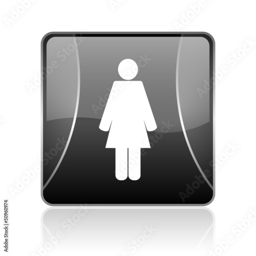 woman black square web glossy icon