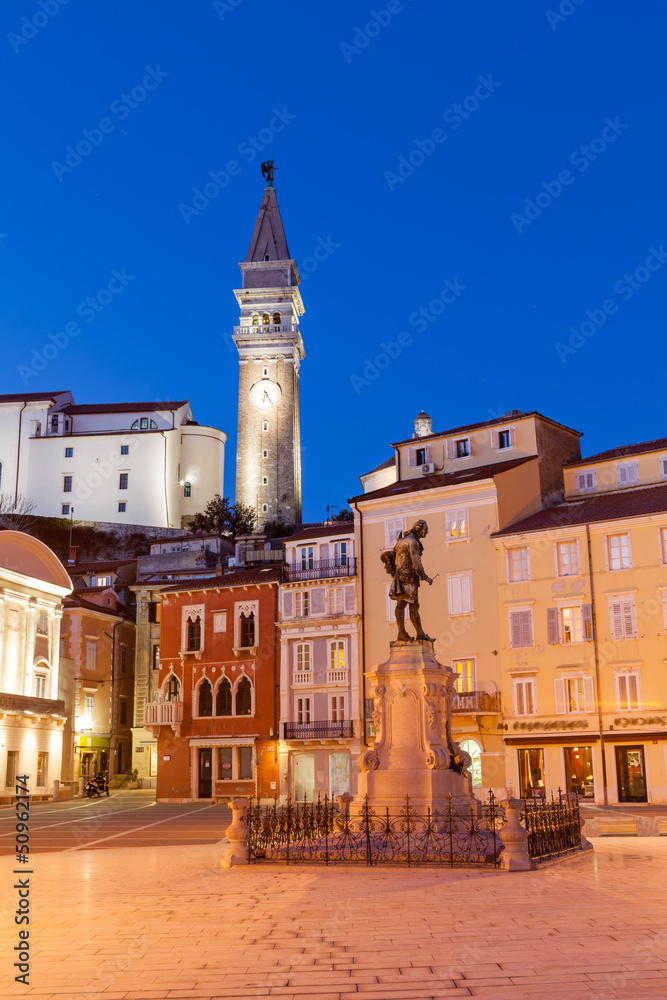 Obraz premium Tartini square in Piran, Slovenia, Europe