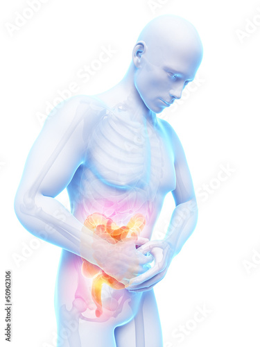 Foto 3d rendered illustration of a man having bellyache