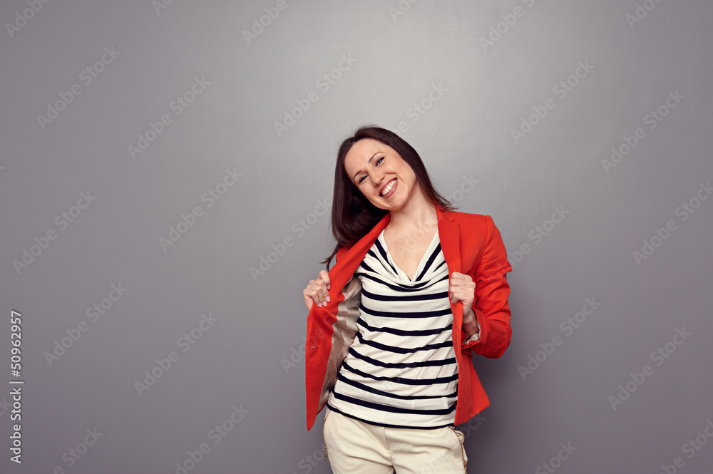girl in red coat posing girl in red coat posing