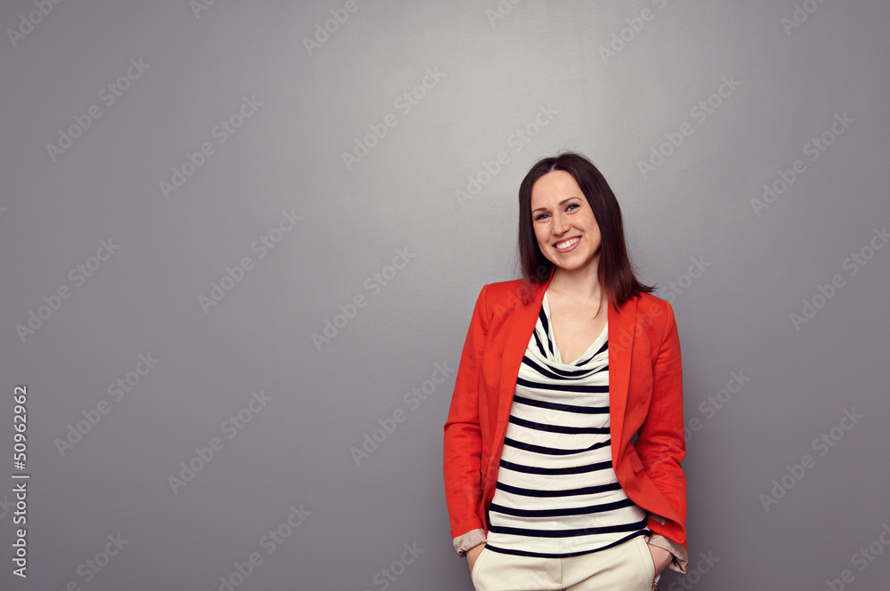 Obraz premium girl standing near empty copyspace