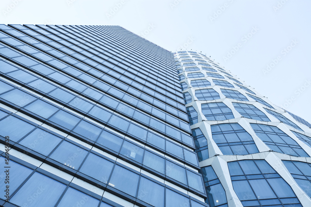 view  building  in modern futuristic downtown at night