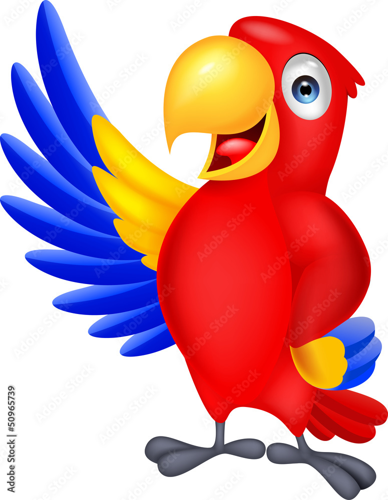 Naklejka premium Macaw bid carton waving