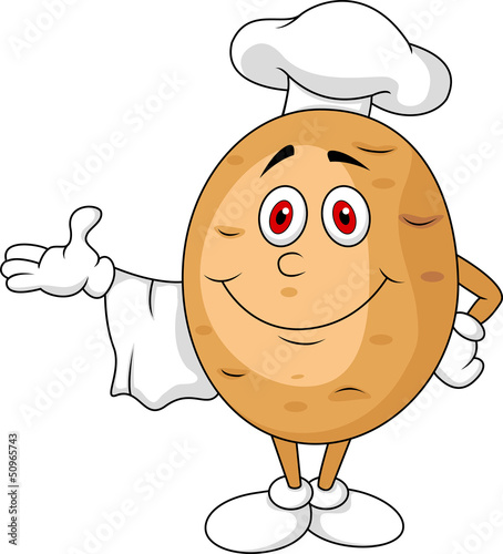 Cute potato chef cartoon character