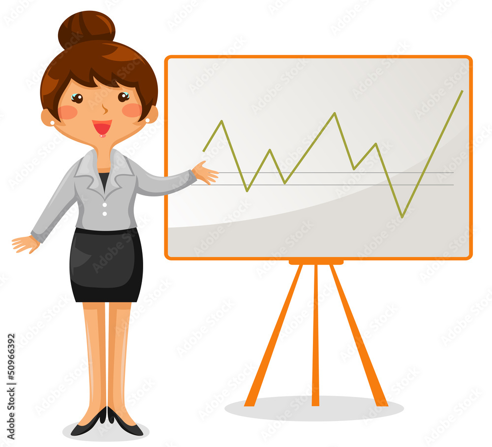 business woman presenting a chart on the whiteboard business woman presenting a chart on the whiteboard