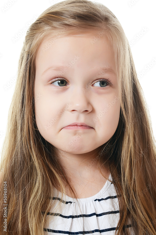 The little girl with emotions on the face The little girl with emotions on the face