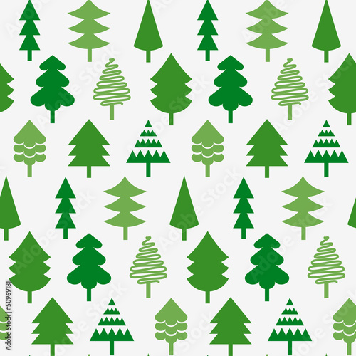 Seamless pattern wtih various Christmas trees