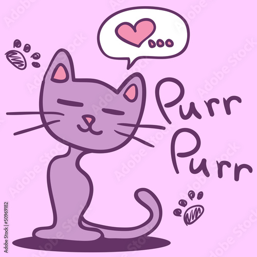 Romantic illustration with cute cat