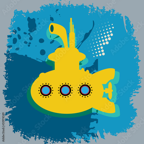 Yellow submarine abstract, vector illustration