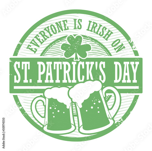 Stamp with Beer mugs and the text St. Patrick's Day inside