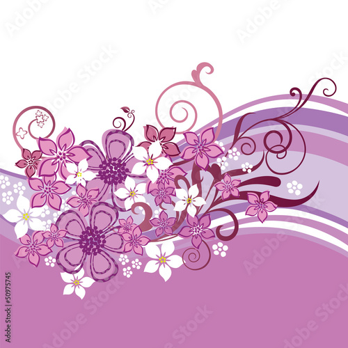 Fototapeta Naklejka Na Ścianę i Meble -  Pink floral banner isolated on white background