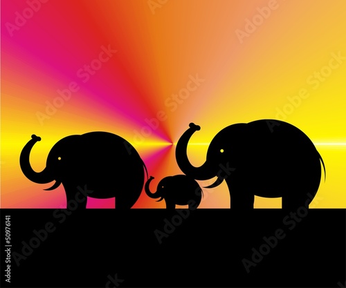 elephants - wandering - art