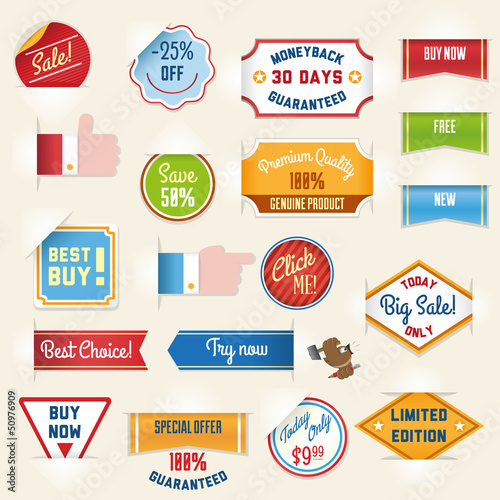 Set of sale stickers and tags