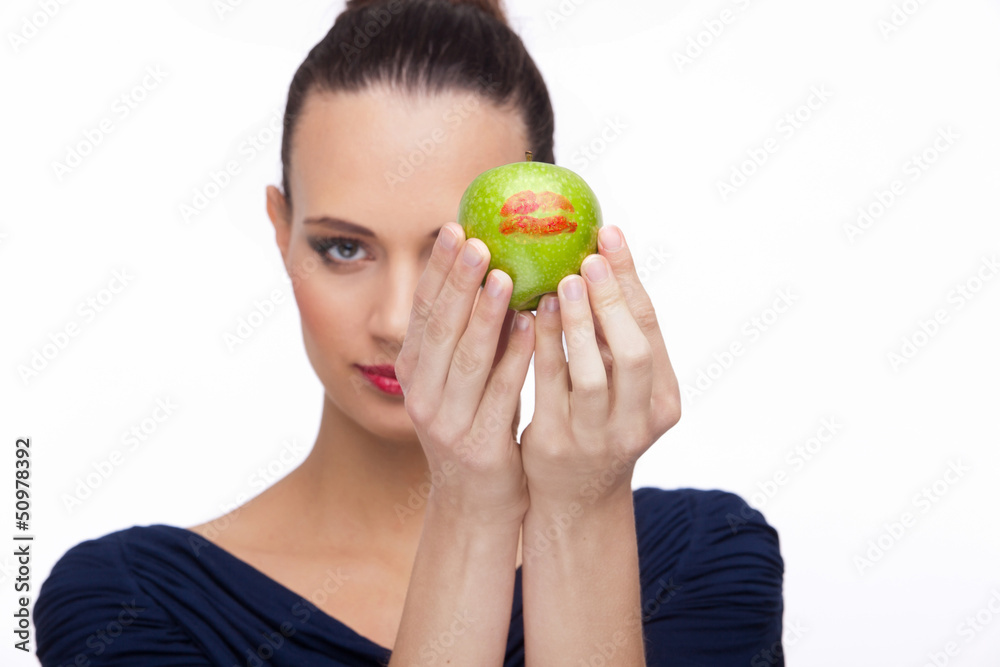 Girl with green apple