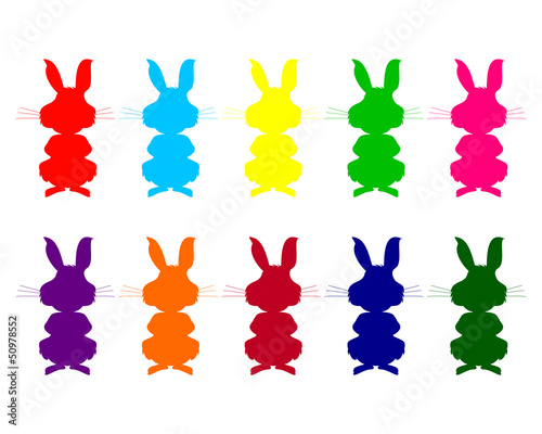 colorful silhouettes of rabbits