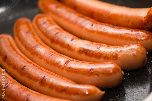 Fries wiener sausages