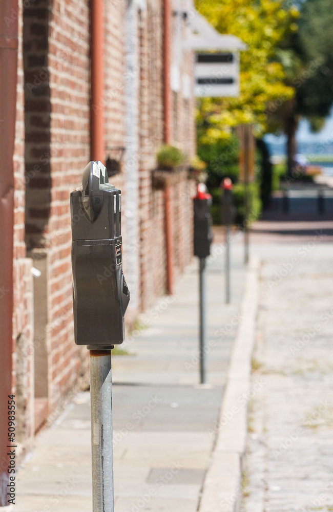Line of Parking Meters