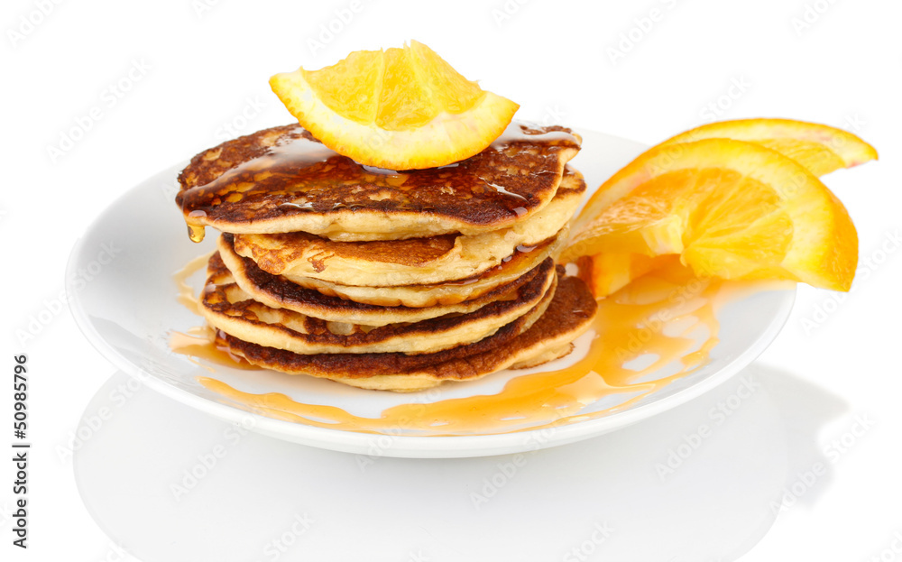 delicious sweet pancakes isolated on white delicious sweet pancakes isolated on white