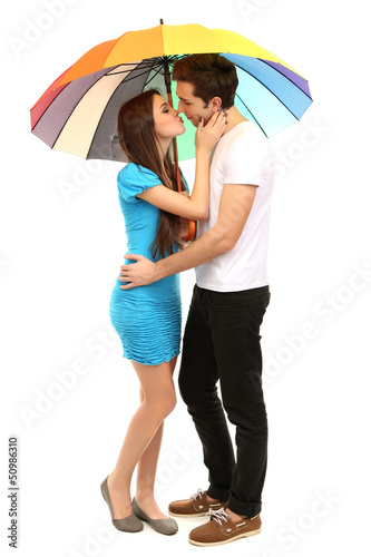 Loving couple standing with...