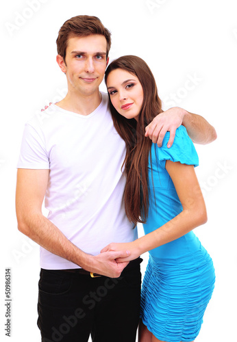 Loving couple isolated on w...