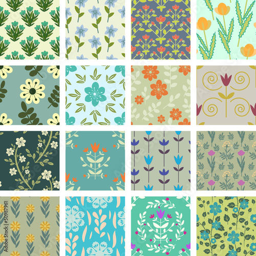 Collection of seamless floral patterns