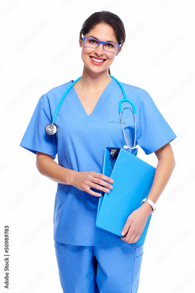 Smiling medical doctor woman with stethoscope. Smiling medical doctor woman with stethoscope.