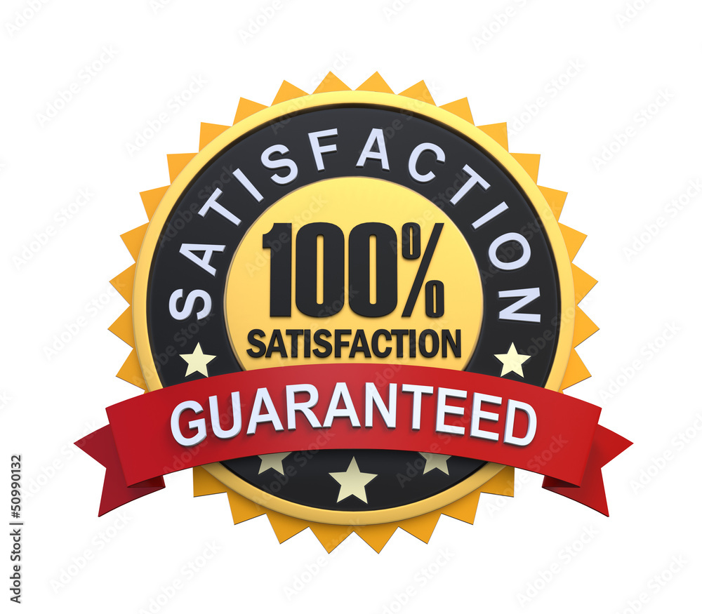 Satisfaction Guaranteed Label with Gold Badge Sign