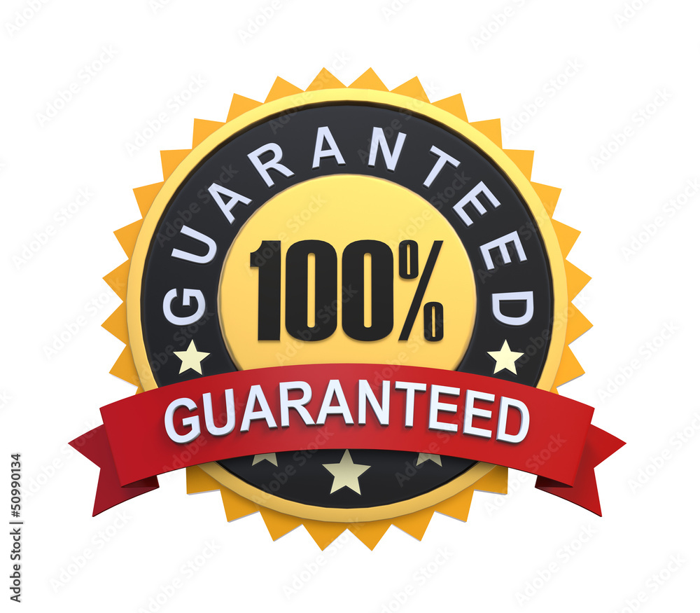 Guaranteed Label with Gold Badge Sign Guaranteed Label with Gold Badge Sign