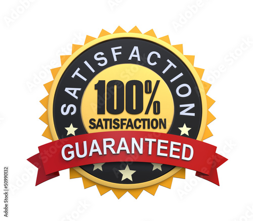 Satisfaction Guaranteed Label with Gold Badge Sign photo