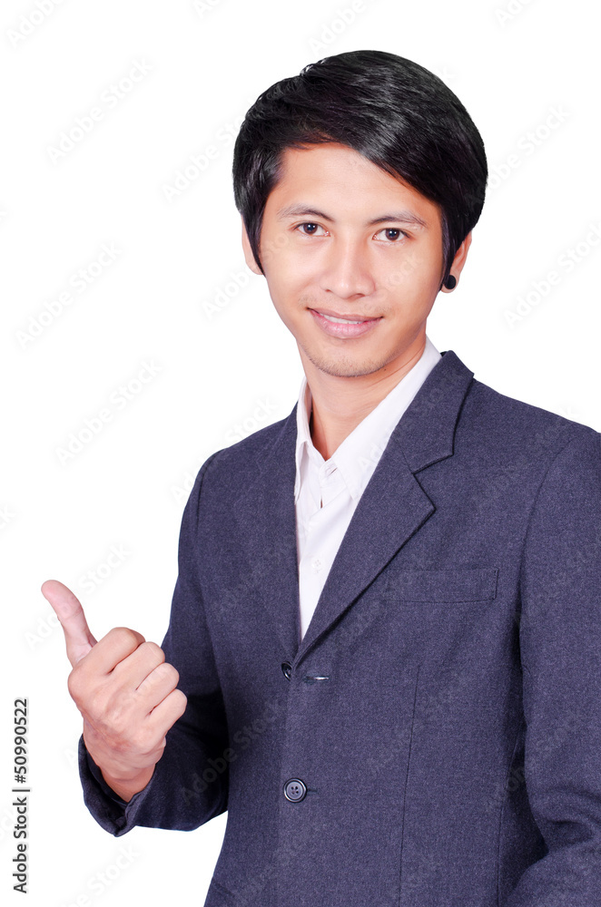 Thumbs up by Business man on isolated Thumbs up by Business man on isolated