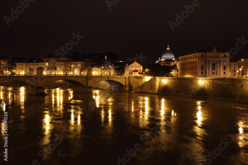 night view of Tiber river © marcovarro