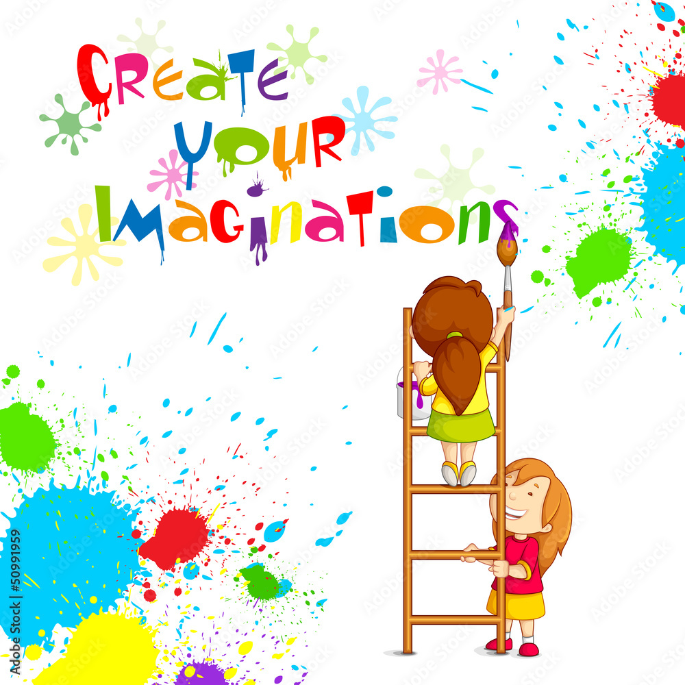 vector illustration of kids painting competition poster