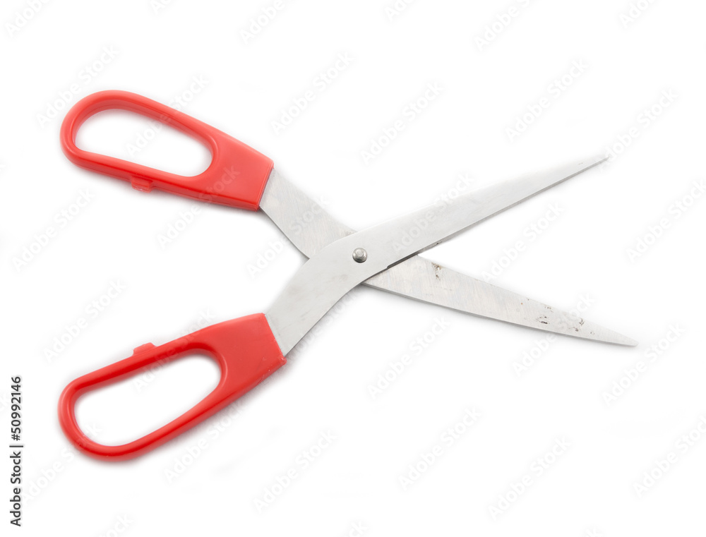 Red scissors isolated on a white background Red scissors isolated on a white background