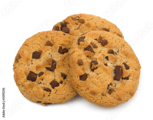 Chocolate pastry cookies isolated on white background