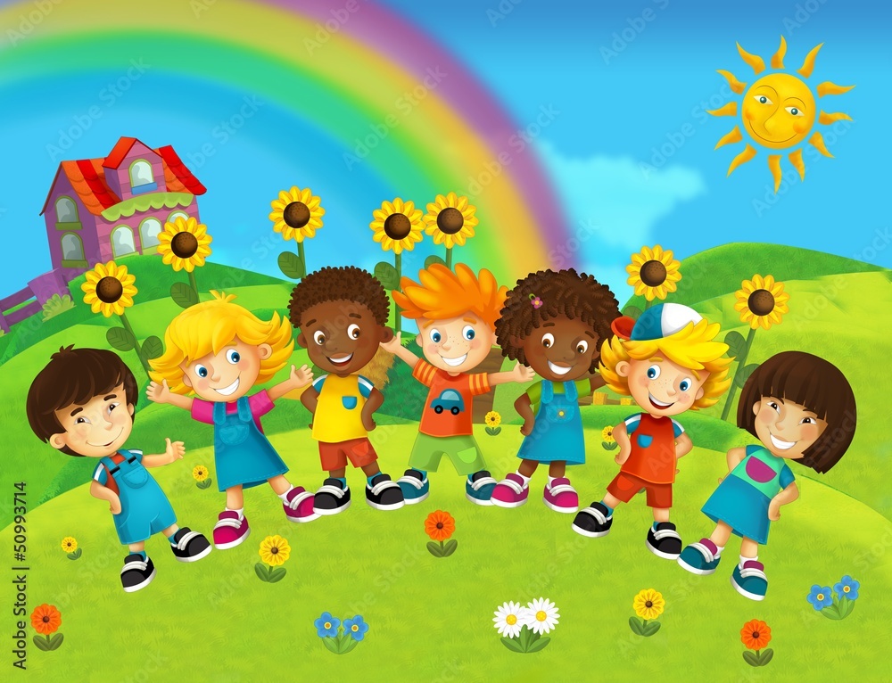Obraz premium The group of happy preschool kids