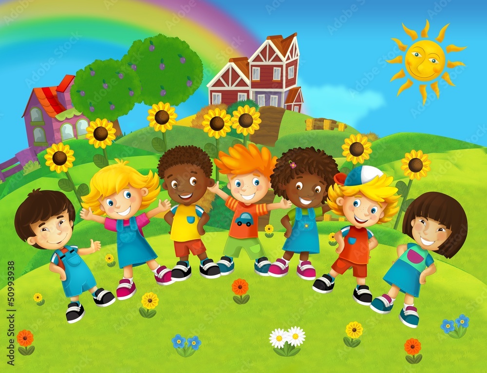 Obraz premium The group of happy preschool kids