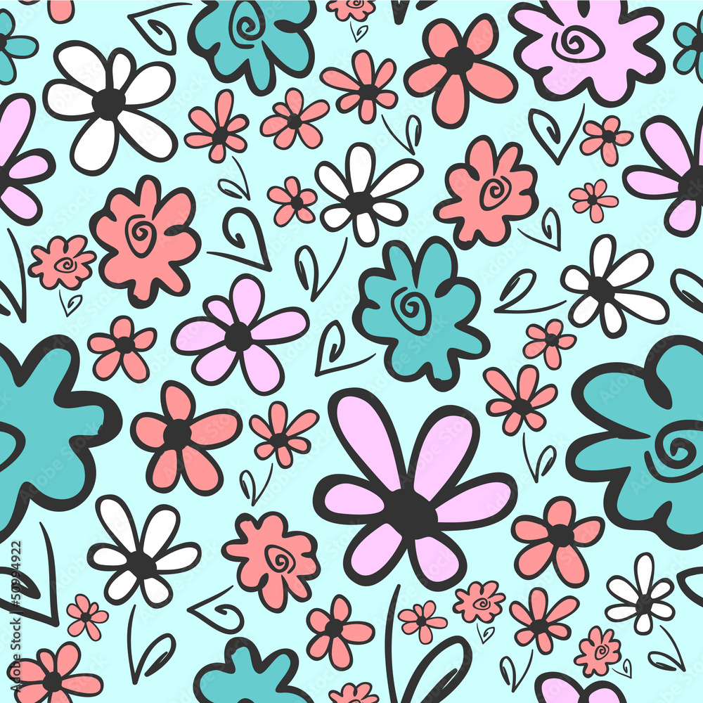 Obraz premium Seamless pattern with cute flowers