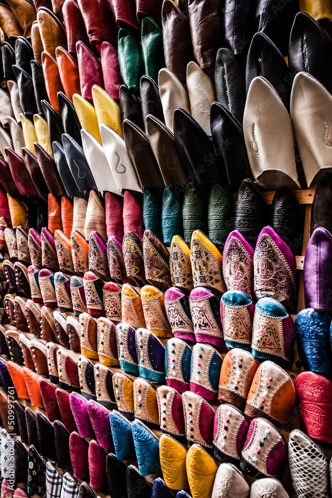 Multicoloured Moroccan slippers, Marrakesh