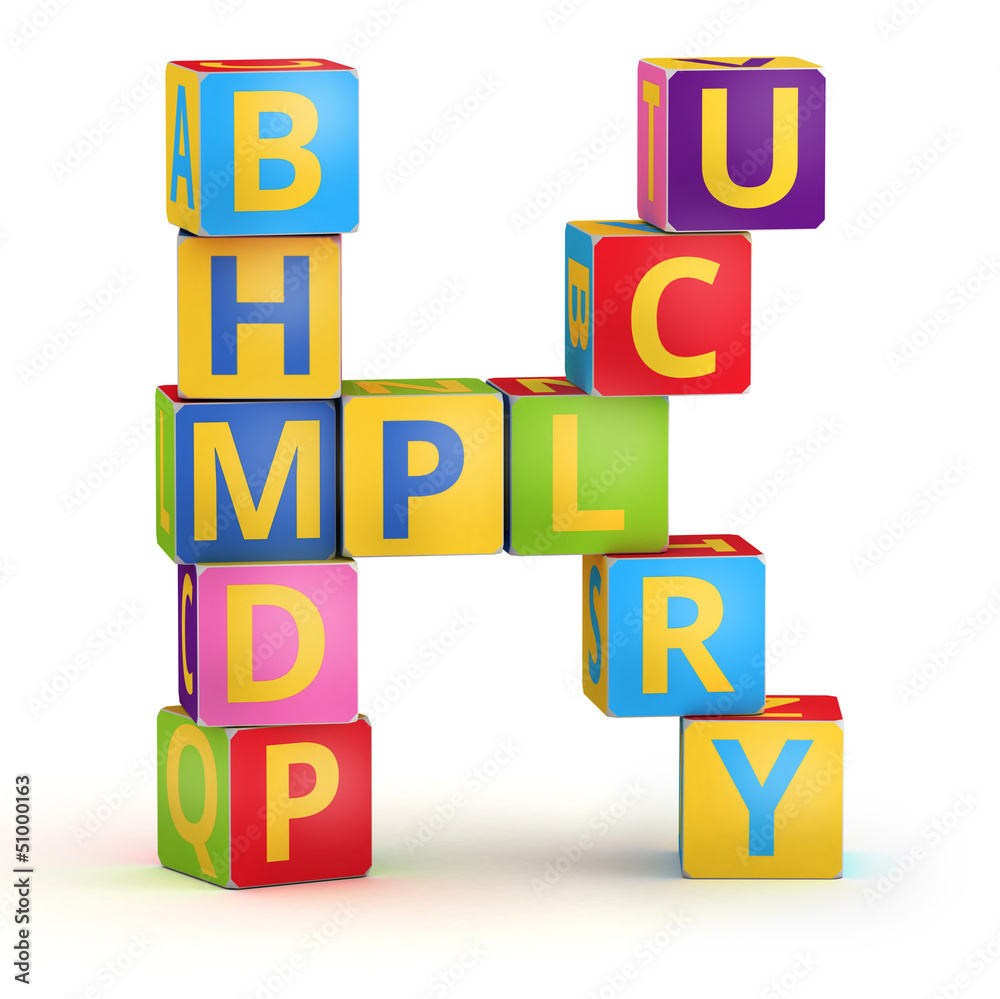 Letter K maked from abc cubes