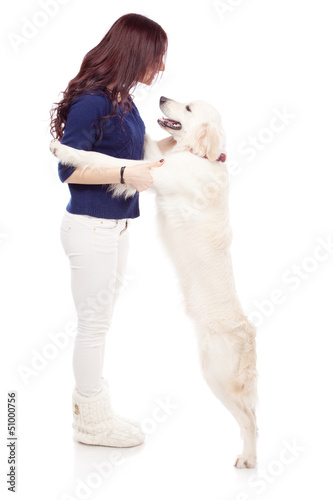 Beautiful young woman with a dog