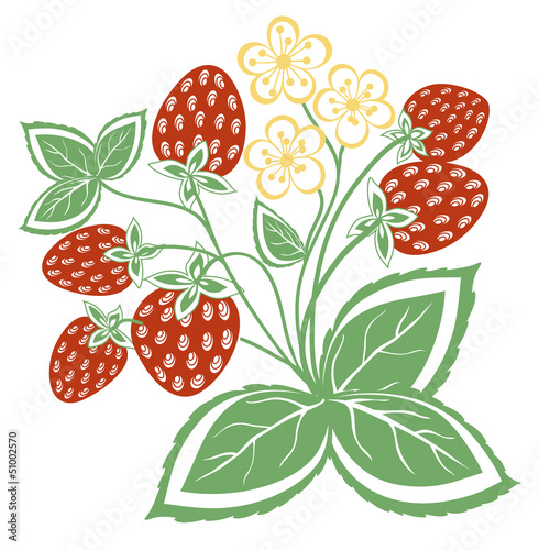 abstract strawberry with leaves