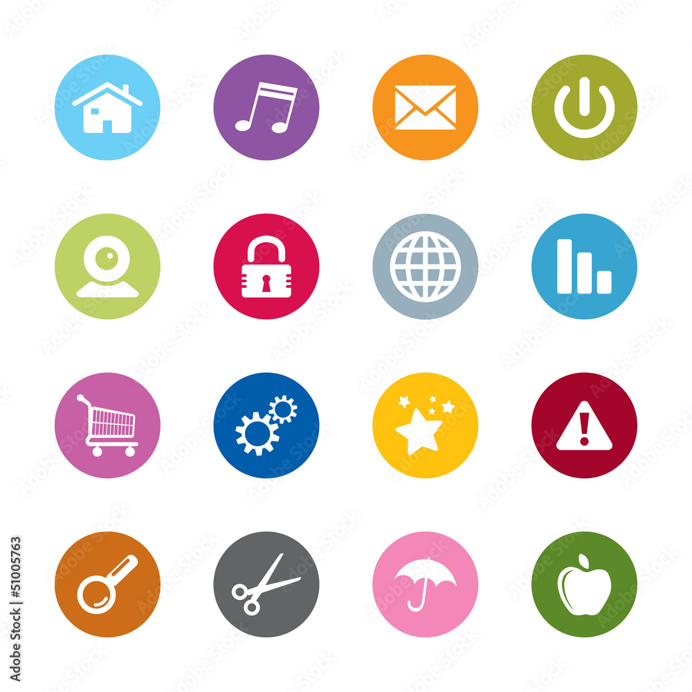 Set of modern web universal icons. 16 different colors. Set of modern web universal icons. 16 different colors.