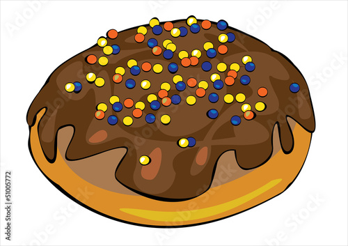 single donut with chocolate glaze isolated on white background