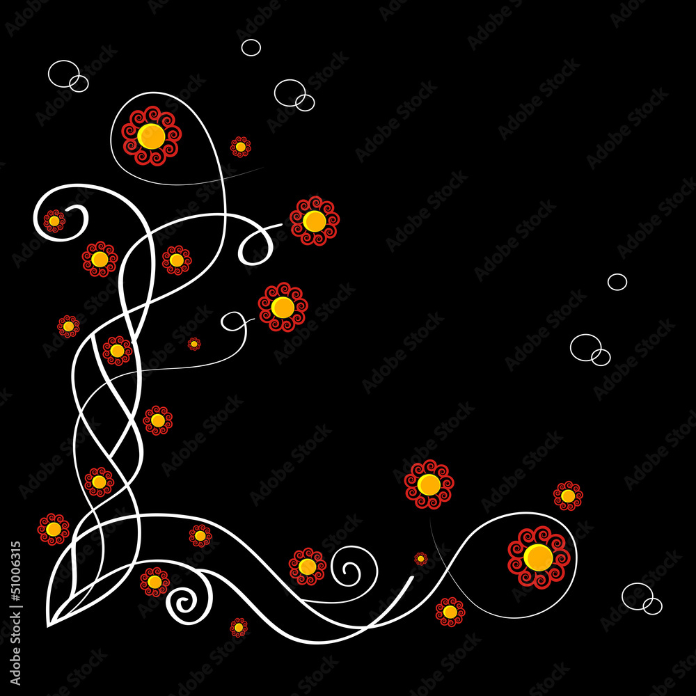 flowers on a black background