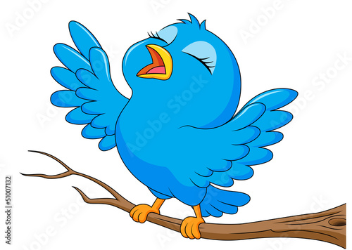 Blue bird cartoon singing