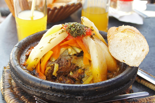 Morocco national dish - tajine of meet with vegetables